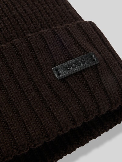 BOSS Czapka z czystej żywej wełny  Ciemnobrązowy 4