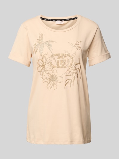LIU JO SPORT T-Shirt mit geripptem Rundhalsausschnitt Sand 2