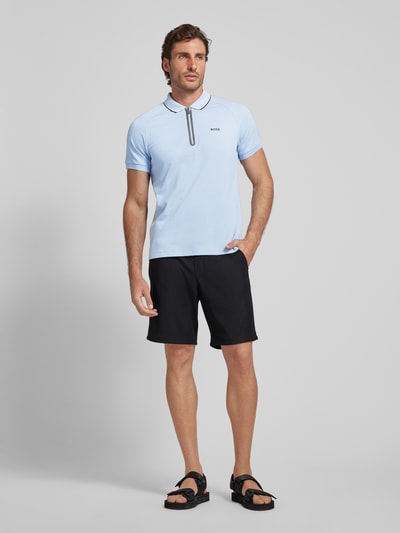 BOSS Green Regular fit poloshirt met structuurmotief, model 'Philix' Lichtblauw - 1