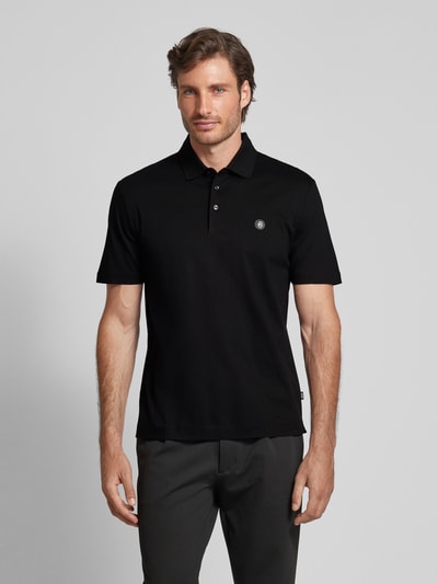 BOSS Slim fit poloshirt met labelpatch, model 'Parris' Zwart - 4