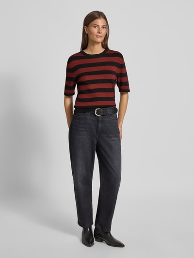 GUIDO MARIA KRETSCHMER WOMAN Gebreid shirt van viscosemix met ronde hals Bordeaux - 1