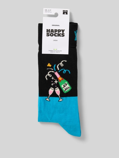 Happy Socks Regular fit sokken met logostitching, model 'Let's Celebrate' Turquoise - 3
