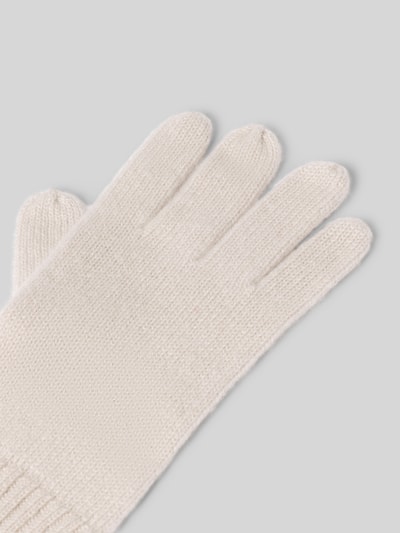 Produktfoto, Handschuhe aus reinem Kaschmir von Seeberger, kremowe, dzianinowa faktura, elastyczny ściągacz, rękawiczki damskie, fingerhandschuhe