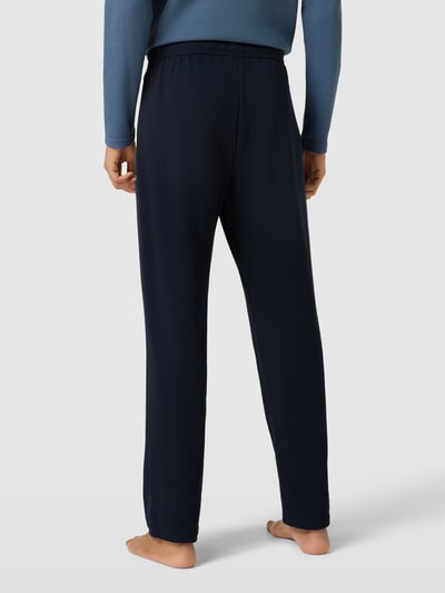 BOSS Sweatpants met labeldetails, model 'Waffle' Marineblauw - 5