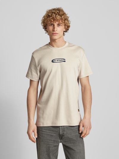 G-Star Raw T-Shirt mit Label-Print Beige 4