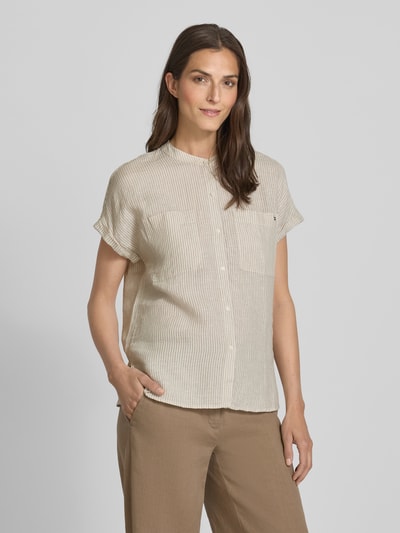 Tommy Hilfiger Relaxed fit linnen blouse met korte mouwen Ecru - 4