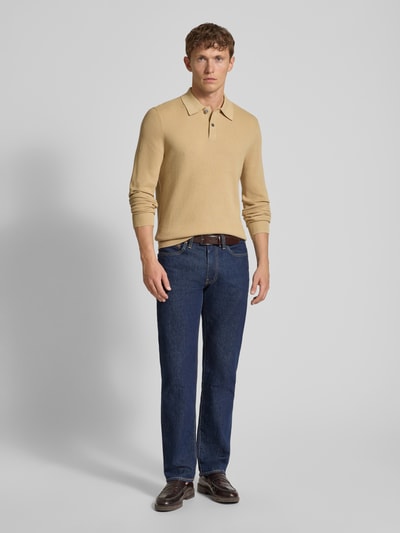 Christian Berg Men Slim fit poloshirt met knoopsluiting Zand - 1