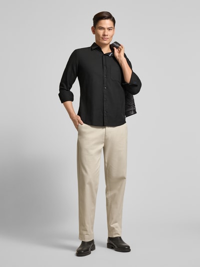 OLYMP Level Five Slim fit vrijetijdsoverhemd met kentkraag Zwart - 1