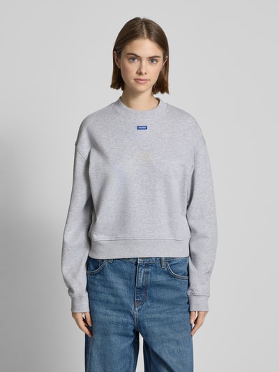 Hugo Blue Sweatshirt mit Label-Detail Modell 'Delessa' Hellgrau 4