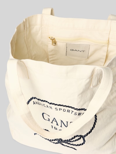 Produktfoto, Shopper mit Label-Stitching von Gant aus Reine Baumwolle in Creme mit offenem Hauptfach, Tragehenkel, Innenfach, Maße 50x41x14 cm, Schulterriemen 54 cm