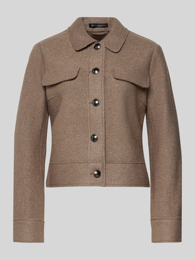 Produktfoto, Regular Fit Jacke aus Viskose-Mix mit Woll-Anteil von Betty Barclay, brązowy kolor, prosta forma, tekstura wełniana, krój regular fit, kołnierz, kieszenie na piersi, pełna listwa guzikowa, długość tyłu w rozmiarze 36: 53 cm, szerokość w rozmiarze 36: 51 cm, długość rękawa w rozmiarze 36: 62 cm