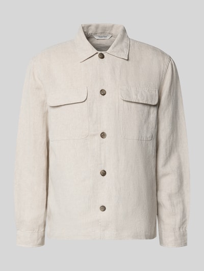 Selected Homme Relaxed Fit Hemdjacke aus Leinen-Baumwoll-Mix Modell 'LEROY' Beige 2