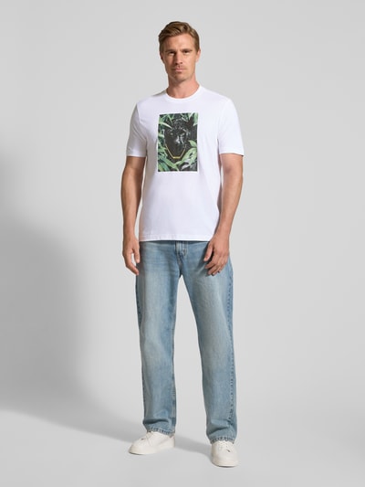 BOSS Orange Regular fit T-shirt van puur katoen, model 'ANIMALI' Wit - 1