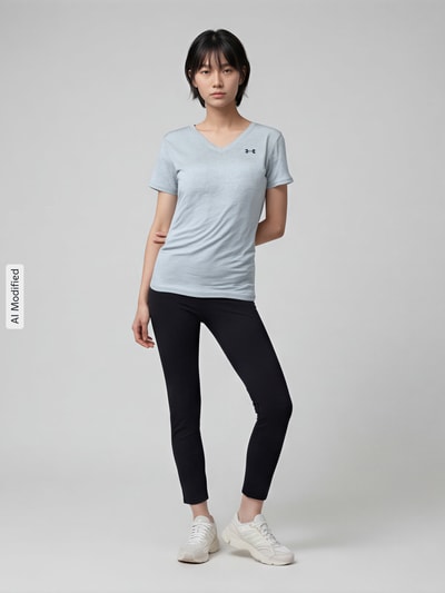 Under Armour Regular Fit Sport-T-Shirt mit LOGO-Print Modell 'Tech SSV- Twist' Hellgrau 1