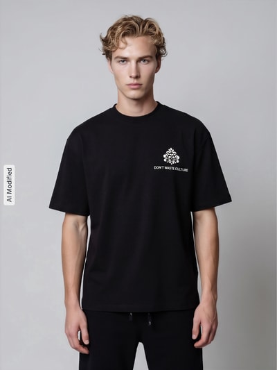 Don´t Waste Culture boxy fit t-shirt van pure katoen model 'Azemari' Zwart - 4