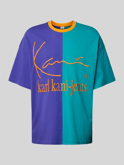 KARL KANI Oversized T-Shirt mit Label-Stitching Petrol 2