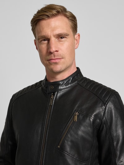 Strellson Regular Fit Lederjacke aus Lammnappa Modell 'PIERS' Black 3