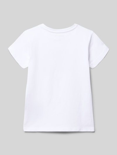 Productfoto, wit T-shirt met ronde hals en omkeerbare pailletten van Blue Seven, rechte fit, puur katoen, ruglengte maat 116: 44 cm
