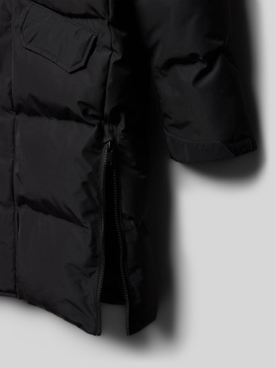 CARS JEANS Gewatteerde lange jas met capuchon, model 'BEALLA' Zwart - 2