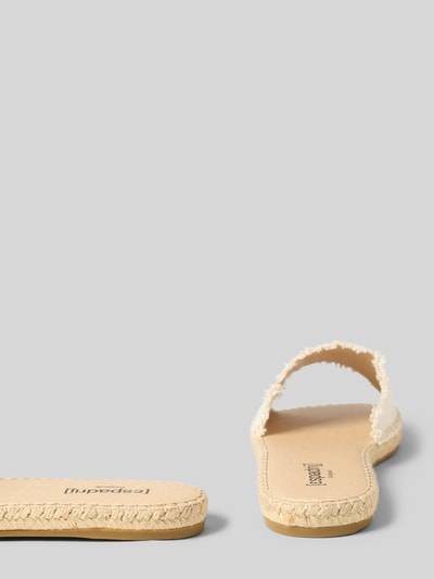 Produktfoto, Sandalette mit Fransen Modell 'PLAGE' von Espadrij, Damen Sandalette mit Abgerundete-Spitze, Schlupfform, Absatzhöhe: 2 cm, beige Textur, Größe 40
