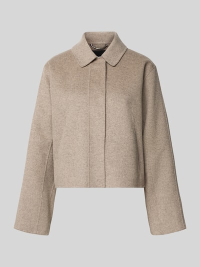 BOSS Boxy Fit Wolljacke mit verdeckter Knopfleiste Modell 'CAFETA' Mud Melange 2