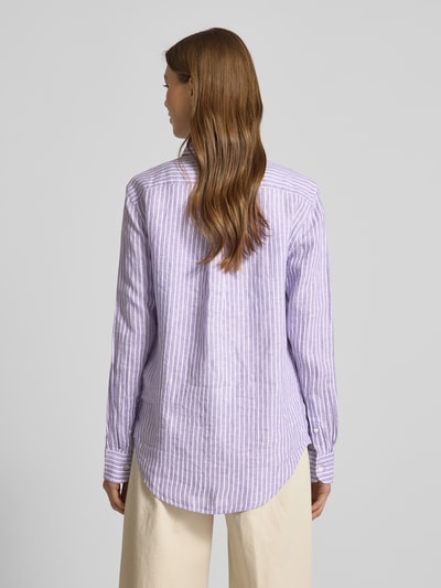 Polo Ralph Lauren Classic fit overhemdblouse van linnen met logostitching Helder paars - 5