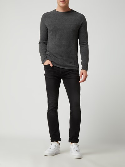 Jack & Jones Strickpullover mit Label-Patch Modell 'HILL' Anthrazit Melange 1