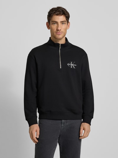 Calvin Klein Jeans Regular fit sweatshirt met logostitching, model 'Terry' Zwart - 4