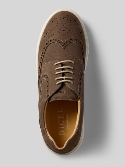 Produktfoto, Sneaker aus echtem Leder Modell 'Saturn' von DIGEL in Braun mit abgerundeter Passform, Lochmuster, Logo-Detail, Absatzhöhe 4 cm, Schafthöhe 8 cm, Schaftweite 10 cm, Herren Sneaker