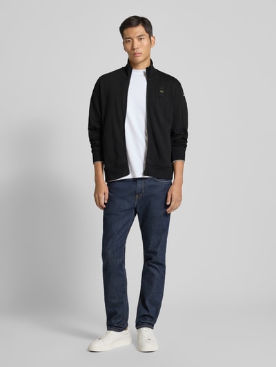 Blauer Usa Sweatjacke mit Stehkragen und Label-Stitching Modell 'CITY' Black 1