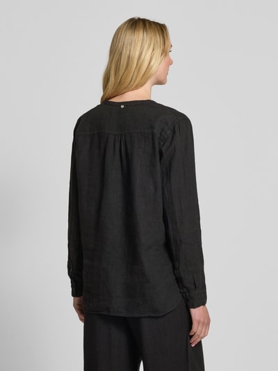 MOS MOSH Bluzka lniana o kroju regular fit z kołnierzem z lamówką model ‘Danna’ Czarny 5