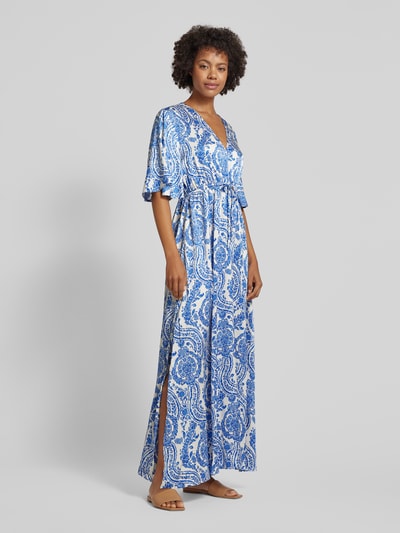B.Young Midi-jurk met all-over print, model 'Farinela' Rookblauw - 1