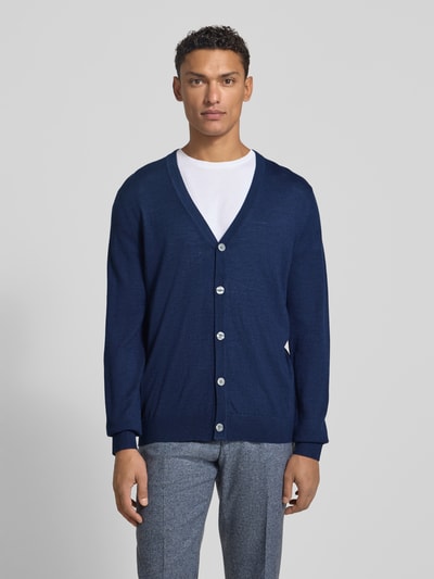 Christian Berg Men Gebreid jack met V-hals Donkerblauw gemêleerd - 4