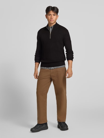 JACK & JONES Strickpullover mit Troyer-Kragen Modell 'PANNEL' Black 1