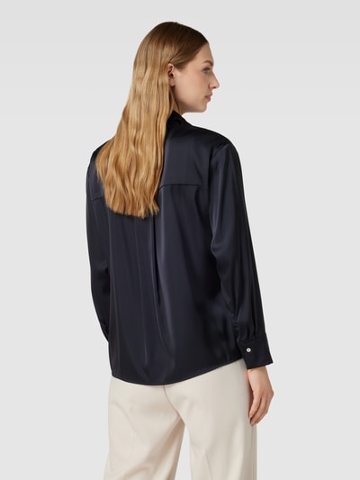 Christian Berg Woman Selection Bluse in Satin-Optik mit verdeckter Knopfleiste Marine 5