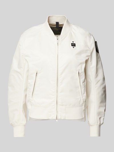 Blauer Usa Bomberjacke mit Reißverschlusstaschen Modell 'LAURIE' Offwhite 2