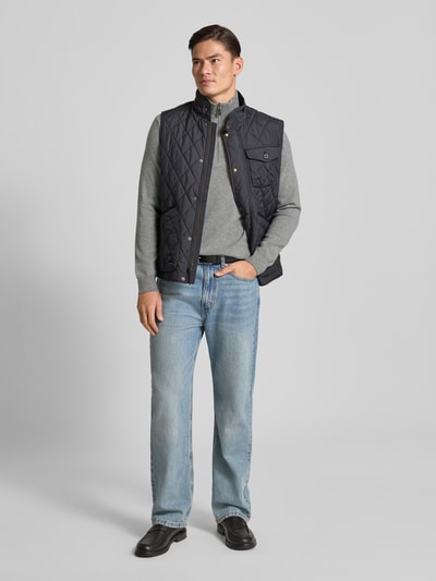 Polo Ralph Lauren Strickpullover aus Wolle mit Stehkragen und Reißverschluss Mittelgrau 1