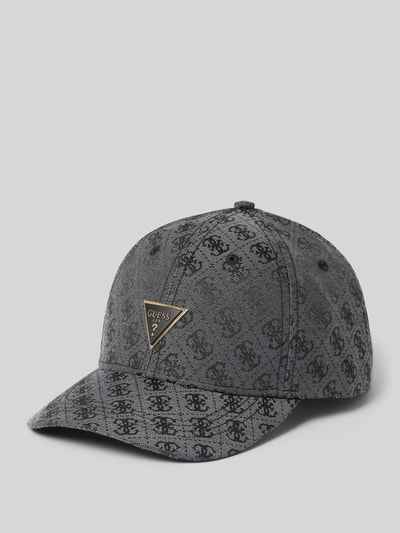 Produktfoto, Basecap mit Label-Applikation Modell 'KATYA' von Guess w odcieniach szarości, wzór logo, daszek wzmocniony, regulowany rozmiar