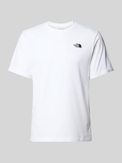 Produktfoto, weißes Regular Fit T-Shirt aus Baumwoll-Mix Modell 'EVOLUTION' von The North Face mit Rundhalsausschnitt und Label-Detail.