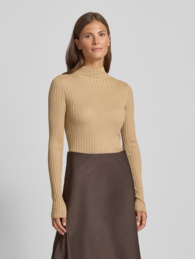 Liu Jo White Strickpullover mit Stehkragen Beige 4