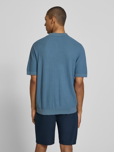 Selected Homme Regular Fit Poloshirt aus Baumwoll-Leinen-Mix Modell 'MATTIS' Rauchblau 5