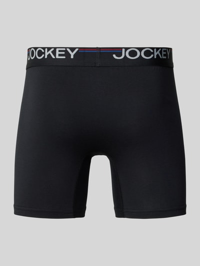 Produktfoto, Slim Fit Trunks mit Logo-Stitching im 3er-Pack von Jockey, schwarzer Baumwoll-Mix, schlichtes Design, Herren Trunks