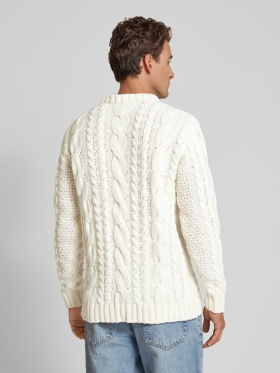 Profuomo Strickpullover mit Zopfmuster Offwhite 5