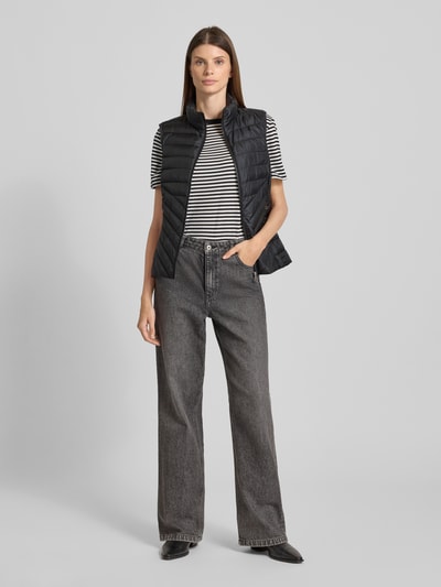 s.Oliver RED LABEL Kamizelka pikowana o kroju slim fit ze stójką Metaliczny czarny 1