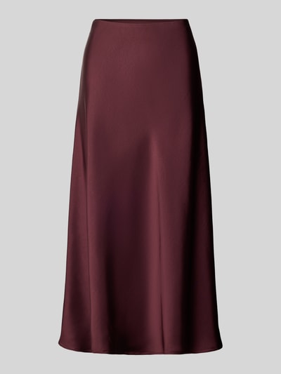 Produktfoto, Midirock mit elastischem Bund Modell 'Bovary' von Neo Noir, A-Linie, bordeaux, glatte Textur, Material-Mix mit Stretch-Anteil