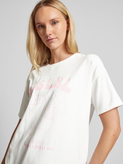 VILLA SOPHIE T-shirt met labelprint, model 'ESSENTIALS' Offwhite - 3