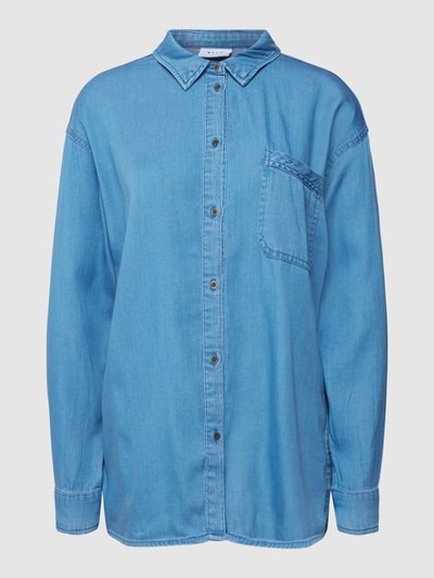 Vila Bluza koszulowa z materiału stylizowanego na denim model 'Vibista' Jeansowy niebieski 2
