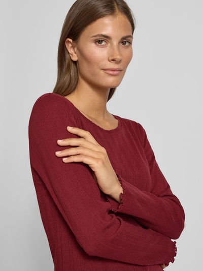 Jake*s Casual Pyjamabovendeel met ajourpatroon Bordeaux - 3