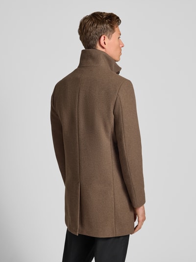 Matinique Lange jas met opstaande kraag, model 'Harvey' Hazelnoot - 5