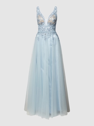 Luxuar Abendkleid mit floraler Spitze Hellblau 2